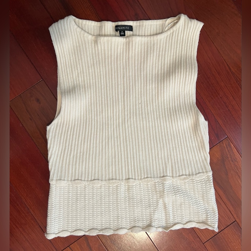 DYNAMITE ✨- Boat Neck Pointelle Tank Top